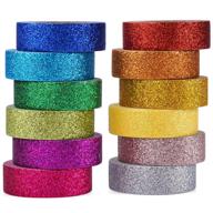 🎨 vibrant glitter washi tape set - 12 rolls of colorful craft decorative tapes for diy bujo, bullet journals, scrapbook, art projects, and gift wrapping logo