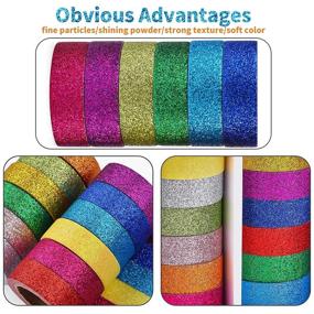 img 2 attached to 🎨 Vibrant Glitter Washi Tape Set - 12 Rolls of Colorful Craft Decorative Tapes for DIY Bujo, Bullet Journals, Scrapbook, Art Projects, and Gift Wrapping