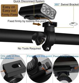 img 2 attached to USB Rechargeable Bike Lights Front and Back - 1200 Lumen 6400mAh Set with Wide Angle View, Free Tail Light Included - Easy to Install Bicycle Rear Lights for Road and Mountain Cycling - Safety Flashlight Headlight