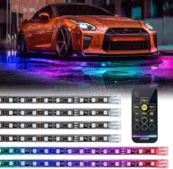 xprite rgb car underglow light kit with wireless remote 🚗 control - 6pc underbody smd 5050 led neon strip lights for trucks logo