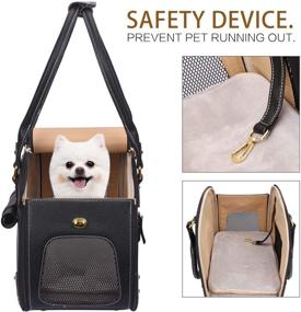 img 2 attached to PetsHome Dog Carrier: Stylish, Foldable PU Leather Pet Purse for Safe and Comfortable Travel with Your Furry Friend