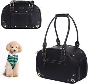 img 1 attached to PetsHome Dog Carrier: Stylish, Foldable PU Leather Pet Purse for Safe and Comfortable Travel with Your Furry Friend