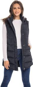 img 1 attached to 🧥 S.E.B. by SEBBY Women's Long Puffer Vest with Quilted Faux Down Filling and Hood, Ideal for Fall and Winter Seasons