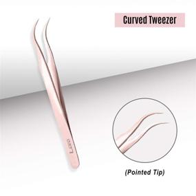 img 3 attached to 👀 LIVINO Rose-Gold Eyelash Extension Tweezers - Set of 2 Stainless Steel Nipper with Curved Tip for Eyelash Extensions - High-Quality Eyelash Extension Supplies