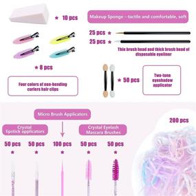 img 3 attached to 💎 Complete 618-Piece Crystal Makeup Tool Kit: Eyeliner Brush, Mascara Stick, Lipstick Applicator, Hair Tie, Latex Sponge Puff, Hair Clip & Storage Box