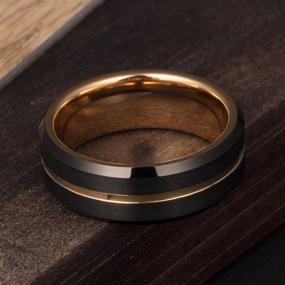 img 1 attached to 💍 Ювелирные изделия TUSEN 8 мм Обручальное кольцо из тунгстена - Внутреннее покрытие золотом 24 карата и рифленый дизайн