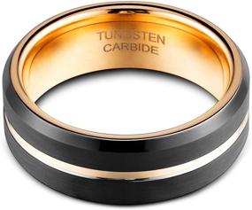 img 3 attached to 💍 Ювелирные изделия TUSEN 8 мм Обручальное кольцо из тунгстена - Внутреннее покрытие золотом 24 карата и рифленый дизайн