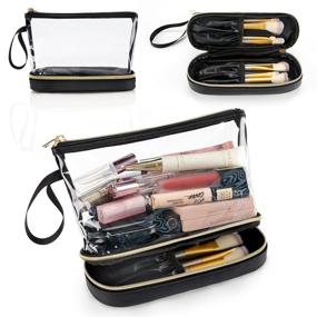 img 4 attached to Black Waterproof Clear Makeup Bag - Small Travel Cosmetic Bag for Women's Purse - TSA Approved Toiletry Bag