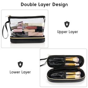 img 3 attached to Black Waterproof Clear Makeup Bag - Small Travel Cosmetic Bag for Women's Purse - TSA Approved Toiletry Bag