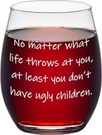 🍷 no matter what life throws at you: ugly children wine glass 15oz – perfect gift for mom, dad, grandma, grandpa on birthday, christmas, mother's day, father's day logo