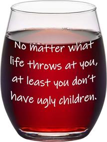 img 4 attached to 🍷 No Matter What Life Throws At You: Ugly Children Wine Glass 15Oz – Perfect Gift for Mom, Dad, Grandma, Grandpa on Birthday, Christmas, Mother's Day, Father's Day