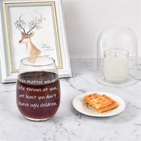 img 2 attached to 🍷 No Matter What Life Throws At You: Ugly Children Wine Glass 15Oz – Perfect Gift for Mom, Dad, Grandma, Grandpa on Birthday, Christmas, Mother's Day, Father's Day