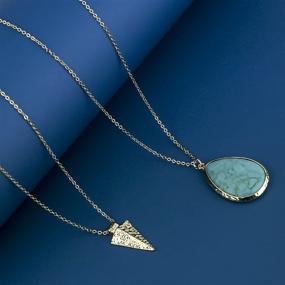 img 1 attached to 💎 Stylish and Chic: LUX ACCESSORIES Women's Stone Teardrop & Arrowhead Double Layered Necklace Set