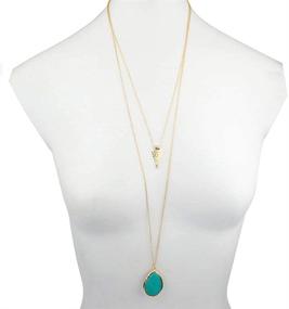 img 3 attached to 💎 Stylish and Chic: LUX ACCESSORIES Women's Stone Teardrop & Arrowhead Double Layered Necklace Set