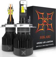 hikari visionplus h4/9003 led bulbs: 15000lm, dual beam, 30w top xhp50.2 led - 100w equivalent, hb2 high lumens kit, cool white 6000k, ip68 waterproof - halogen upgrade replacement logo