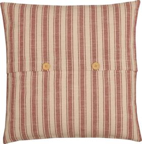 img 2 attached to Red Ticking Stripe Farmhouse Décor Throw Pillow Cover, 20" L x 20" W with Buttons - Christmas & Patriotic Theme in Cream