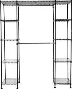 img 4 attached to 🔧 Black Expandable Metal Hanging Storage Organizer Rack Wardrobe with Shelves by Amazon Basics, 14-63 inches x 58-72 inches