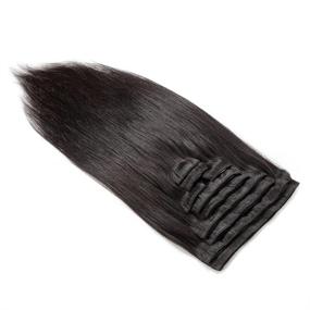 img 3 attached to 🌟 Enhance Your Style with Real Clip in Hair Extensions: 7 Pieces Straight Double Weft Thick Remy Hair Extensions Clip in on Human Hair for Short Hair – 22 inch 100g, 1B Natural Color