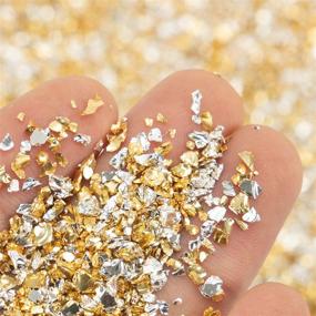 img 3 attached to ✨ 200g Crushed Glass Metallic Chips with Tweezers - 2-4mm Irregular Shiny Chunky Glitter Sequins for Nail Art, Epoxy Resin Crafts, DIY Jewelry Making - Gold & Silver