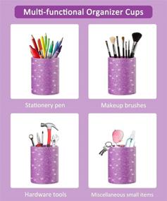 img 1 attached to 🖊️ Premium Leather Pencil Holder for Desk - Onlyesh Purple, Cute Pen Holder, Makeup Brush Holder, Ideal Desk Organizer Gift for Women, Girls, Boys
