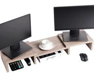 enhance your workspace with superjare monitor stand riser - adjustable, multifunctional desktop organizer in cream gray logo