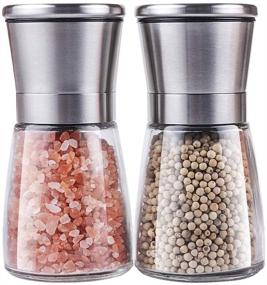 img 4 attached to 🧂 Premium Brushed Stainless Steel Salt and Pepper Grinder Set - Adjustable Coarseness, Refillable Mills for Sea Salt and Black Peppercorn