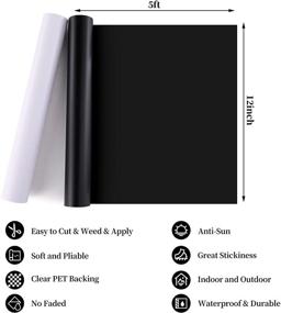 img 1 attached to 🎨 YRYM Permanent Vinyl Rolls - 12" x 5ft Matte Black and White Vinyl Set with Transfer Tape, Ideal for Cricut, Cutter Machines, Craft Projects, Signs - Adhesive Vinyl for Longer-lasting Results