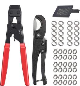 img 4 attached to 🔧 CAMWAY PEX Crimping Cinch Tool & PEX Cutter: Fastening Stainless Pipe Clamps with 50PCS Ear Hose Clamps 1/2" 3/4" [3/8-Inch to 1-Inch]