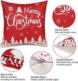 img 3 attached to ❄️ Red Snowflake Christmas Pillow Covers: Set of 4 Festive Farmhouse Linen Cushion Cases for Holiday Home Decor