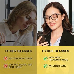 img 1 attached to 👓 Cyxus Clear Lens Square Computer Eyewear: Effective Blue Light Blocking Glasses