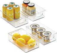 🍱 mdesign clear plastic food storage bins with handles - 4 pack, organizers for kitchen pantry, fridge, or freezer - perfect for fruit, yogurt, snacks, and pasta - bpa free & food safe логотип