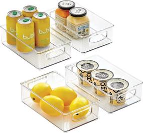 img 4 attached to 🍱 mDesign Clear Plastic Food Storage Bins with Handles - 4 Pack, Organizers for Kitchen Pantry, Fridge, or Freezer - Perfect for Fruit, Yogurt, Snacks, and Pasta - BPA Free & Food Safe