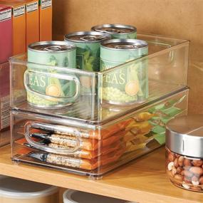 img 2 attached to 🍱 mDesign Clear Plastic Food Storage Bins with Handles - 4 Pack, Organizers for Kitchen Pantry, Fridge, or Freezer - Perfect for Fruit, Yogurt, Snacks, and Pasta - BPA Free & Food Safe