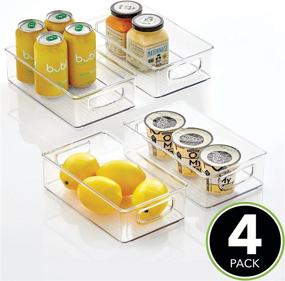 img 3 attached to 🍱 mDesign Clear Plastic Food Storage Bins with Handles - 4 Pack, Organizers for Kitchen Pantry, Fridge, or Freezer - Perfect for Fruit, Yogurt, Snacks, and Pasta - BPA Free & Food Safe