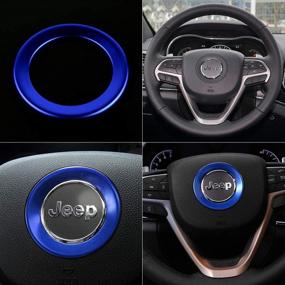 img 3 attached to 🚗 Blue Car Steering Wheel Emblem Sticker Metal Decal for Jeep Grand Cherokee Compass Cherokee - LECART Steering Wheel Logo Caps, Auto Interior Decoration Accessories, Stickers Protector Accessory