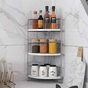 img 2 attached to 🍽️ Versatile 3-Tier Corner Spice Rack & Countertop Organizer: Ideal for Kitchen, Bathroom, Vanity Tray & Makeup Storage | Stylish Silver Standing Shelf