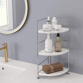 img 3 attached to 🍽️ Versatile 3-Tier Corner Spice Rack & Countertop Organizer: Ideal for Kitchen, Bathroom, Vanity Tray & Makeup Storage | Stylish Silver Standing Shelf