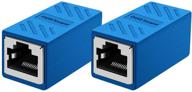 2 pack rj45 coupler dingsun ethernet coupler - female to female cat7, cat6, cat5, cat5e cable extender adapter - blue logo