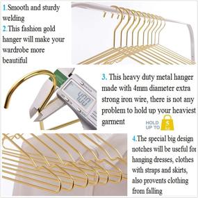 img 3 attached to 👗 Cocomaya 17 Inch Heavy Duty Shiny Gold Metal Clothes Hangers - Pack of 10: Coat, Suit, Dress Hanger with Big Notches (Gold, 10)