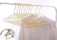 👗 cocomaya 17 inch heavy duty shiny gold metal clothes hangers - pack of 10: coat, suit, dress hanger with big notches (gold, 10) логотип