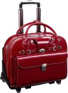 👜 mckleinusa w series roseville 15" leather fly-through checkpoint-friendly wheeled ladies' laptop briefcase - red (96646) logo