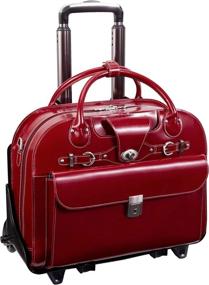 img 4 attached to 👜 McKleinUSA W Series Roseville 15" Leather Fly-Through Checkpoint-Friendly Wheeled Ladies' Laptop Briefcase - Red (96646)