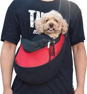 🐶 asoract small dog carrier sling: premium quality pet sling for small dogs and cats, comfy hands-free single-shoulder dachshund carrier travel bag with adjustable strap and convenient pocket logo