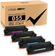 🖨️ [with chip]v4ink compatible toner cartridge replacement for canon 055 crg055 color imageclass mf741cdw mf743cdw mf740c mf745cdw mf746cdw lbp660c lbp664cdw printer – blk cyan magenta yel logo