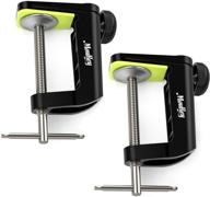 🎙️ moukey 2pcs c shape desk table mount clamp for microphone mic suspension boom scissor arm stand holder with adjustable screw, perfect for desktops up to 1.97"/5cm thickness logo