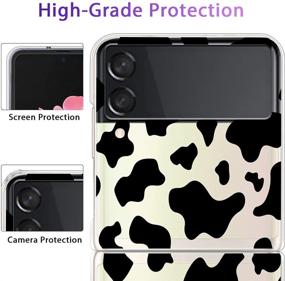 img 2 attached to 🐄 KANGHAR Case for Samsung Z Flip 3 - Cow Printer Black Cute Pattern, Shockproof Clear Cover with Four Corners Cushion, Durable Anti-Scratch Transparent Full Body Protection