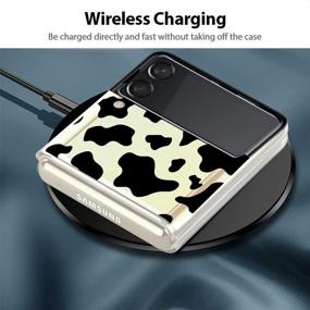 img 3 attached to 🐄 KANGHAR Case for Samsung Z Flip 3 - Cow Printer Black Cute Pattern, Shockproof Clear Cover with Four Corners Cushion, Durable Anti-Scratch Transparent Full Body Protection