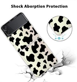 img 1 attached to 🐄 KANGHAR Case for Samsung Z Flip 3 - Cow Printer Black Cute Pattern, Shockproof Clear Cover with Four Corners Cushion, Durable Anti-Scratch Transparent Full Body Protection