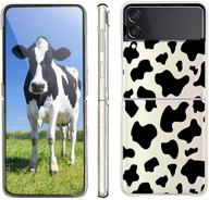 🐄 kanghar case for samsung z flip 3 - cow printer black cute pattern, shockproof clear cover with four corners cushion, durable anti-scratch transparent full body protection logo