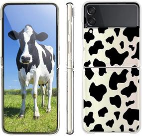 img 4 attached to 🐄 KANGHAR Case for Samsung Z Flip 3 - Cow Printer Black Cute Pattern, Shockproof Clear Cover with Four Corners Cushion, Durable Anti-Scratch Transparent Full Body Protection